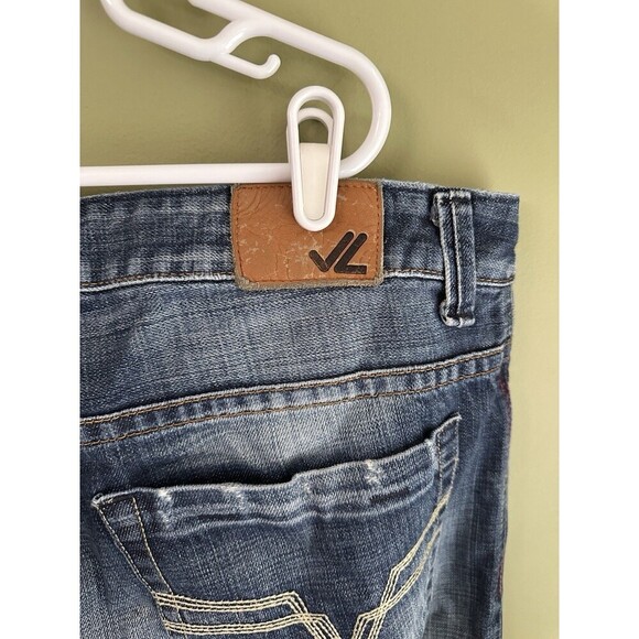 Jet Lag Jeans Men’s Wide Leg 36x34 (36x32) Distressed Made In Italy Zip Up Dark - Picture 9 of 16